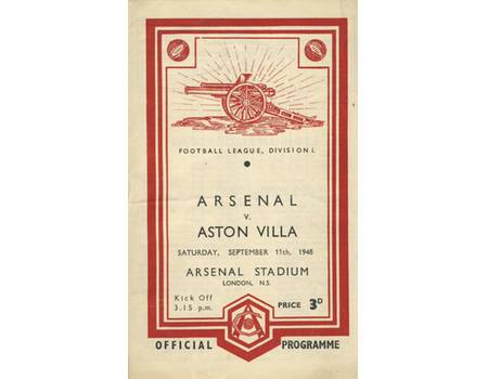 ARSENAL V ASTON VILLA 1948-49 FOOTBALL PROGRAMME