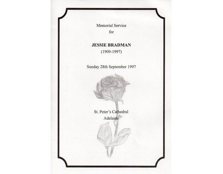 JESSIE BRADMAN (MEMORIAL SERVICE) 1997 - ORDER OF SERVICE