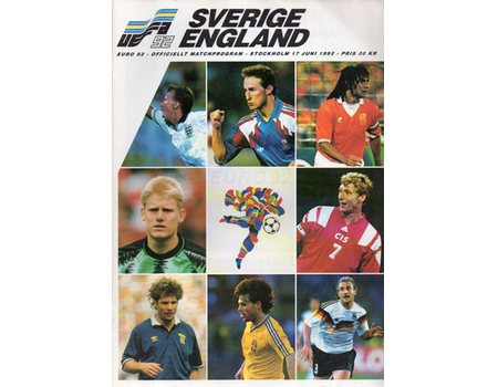 ENGLAND V SWEDEN 1992 FOOTBALL PROGRAMME