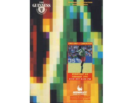 ENGLAND V CAMEROON 1991 FOOTBALL PROGRAMME