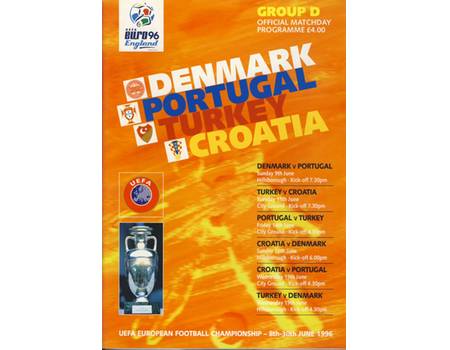 DENMARK V PORTUGAL & TURKEY V CROATIA 1996 (EURO 96 GROUP D) FOOTBALL PROGRAMME