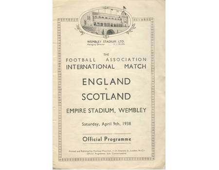 ENGLAND V SCOTLAND 1938 FOOTBALL PROGRAMME