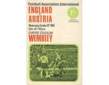 ENGLAND V AUSTRIA 1965 FOOTBALL PROGRAMME