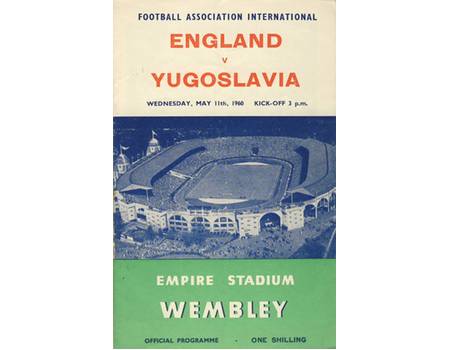 ENGLAND V YUGOSLAVIA 1960 FOOTBALL PROGRAMME
