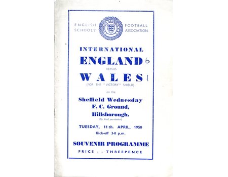 ENGLISH SCHOOLS V WALES SCHOOLS 1950 FOOTBALL PROGRAMME