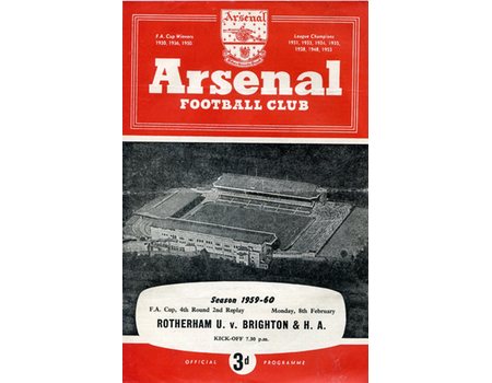 ROTHERHAM UNITED V BRIGHTON & HOVE ALBION 1960 (F.A. CUP 4TH ROUND , 2ND REPLAY)