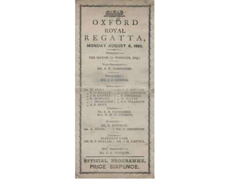 OXFORD ROYAL REGATTA 1883 OFFICIAL PROGRAMME
