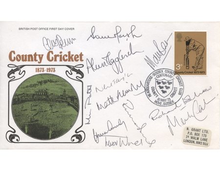 COUNTY CRICKET 1873-1973 OFFICIAL FDC (SIGNED BY 12 KENT PLAYERS)