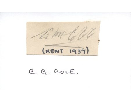 COLIN COLE (KENT) CRICKET AUTOGRAPH