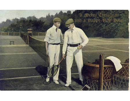 TWO MEN PREPARING FOR A GAME OF TENNIS