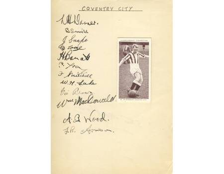 COVENTRY CITY - LATE 1930S SIGNED ALBUM PAGE