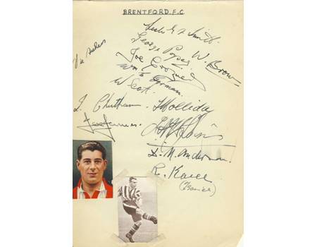 BRENTFORD FOOTBALL CLUB - LATE 1930S SIGNED ALBUM PAGE
