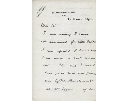 WILLIAM PATTERSON (OXFORD UNIVERSITY & KENT) 1892 CRICKET LETTER