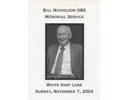 BILL NICHOLSON OBE MEMORIAL SERVICE