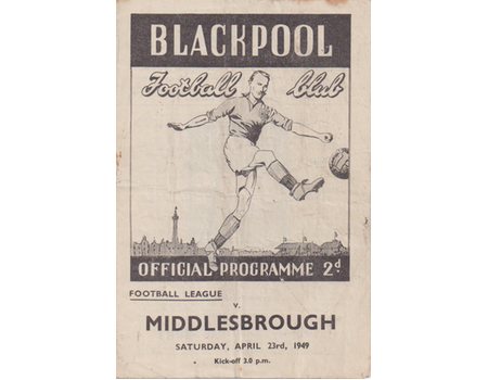 BLACKPOOL V MIDDLESBROUGH 1949 FOOTBALL PROGRAMME