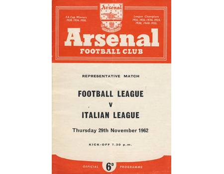 FOOTBALL LEAGUE V ITALIAN LEAGUE 1962 FOOTBALL PROGRAMME