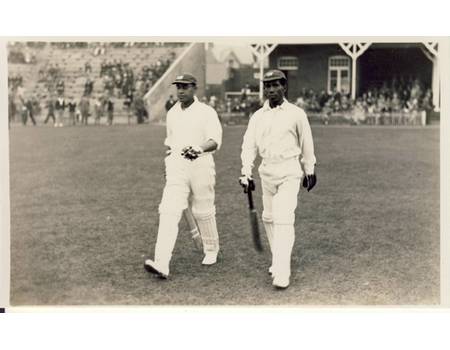 F.R. MARTIN & C.A. ROACH (WEST INDIES) 1928 - BATTING AT SCARBOROUGH CRICKET PHOTOGRAPH