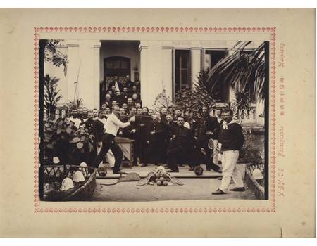 FENCING EXHIBITION BY FRENCH NAVAL OFFICERS 1880S (HAI PHONG) PHOTOGRAPH