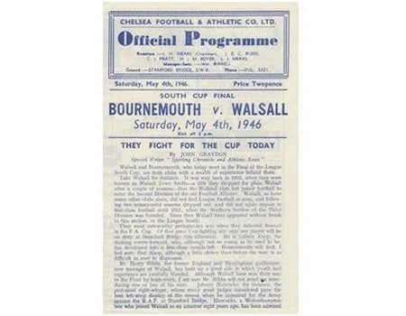 BOURNEMOUTH V WALSALL 1946 (SOUTH CUP FINAL) FOOTBALL PROGRAMME