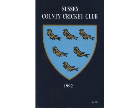 SUSSEX COUNTY CRICKET CLUB HANDBOOK 1992