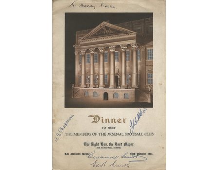 ARSENAL 1947 SIGNED FOOTBALL MENU