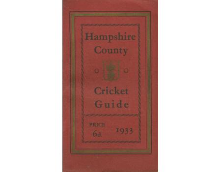 HAMPSHIRE COUNTY CRICKET GUIDE FOR 1933