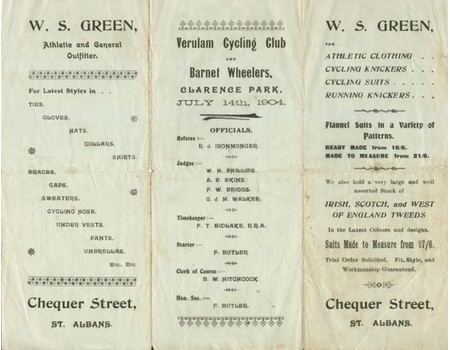 VERULAM CYCLING CLUB & BARNET WHEELERS 1904