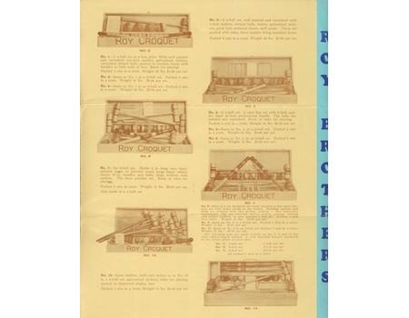 ROY BROTHERS CROQUET ADVERTISING LEAFLET