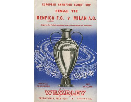 BENFICA V AC MILAN 1963 (EUROPEAN CUP FINAL) FOOTBALL PROGRAMME