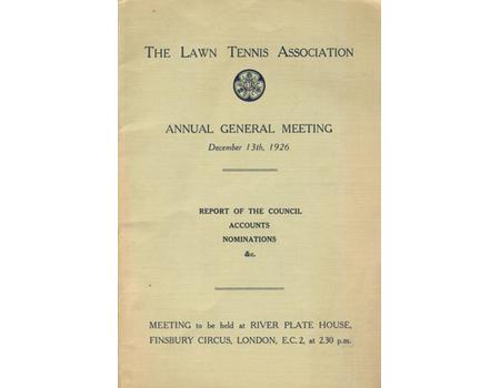 THE LAWN TENNIS ASSOCIATION ANNUAL GENERAL MEETING 1926