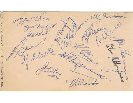 NEW ZEALAND SIGNED RUGBY UNION ALBUM PAGE 1953 (V LLANELLI) 