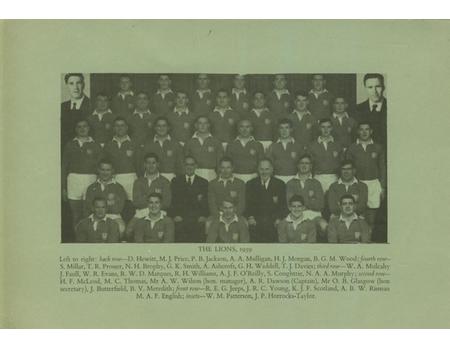 BRITISH LIONS 1959 (25 YEAR REUNION DINNER) SIGNED BY 24 OF THE TOURING PARTY
