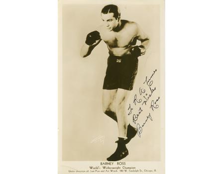 BARNEY ROSS (USA) SIGNED BOXING PHOTOGRAPH