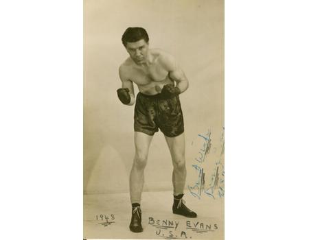 BENNY EVANS (USA) SIGNED BOXING PHOTOGRAPH 1948