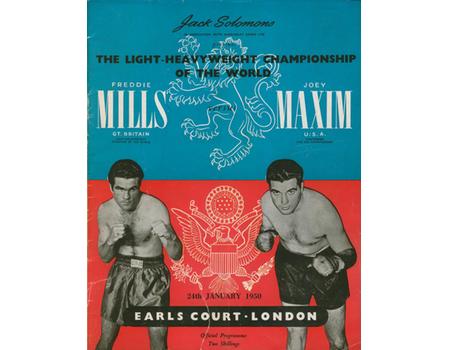 FREDDIE MILLS V JOEY MAXIM 1950 BOXING PROGRAMME