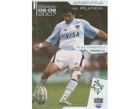 ARGENTINA V IRELAND 2007 2ND TEST RUGBY PROGRAMME