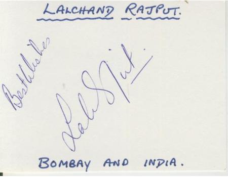 LALCHAND RAJPUT (INDIA) CRICKET AUTOGRAPH