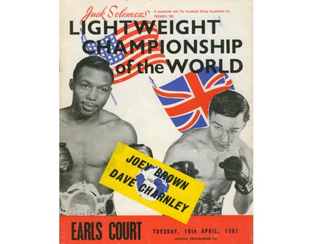 JOEY BROWN V DAVE CHARNLEY 1961 BOXING PROGRAMME