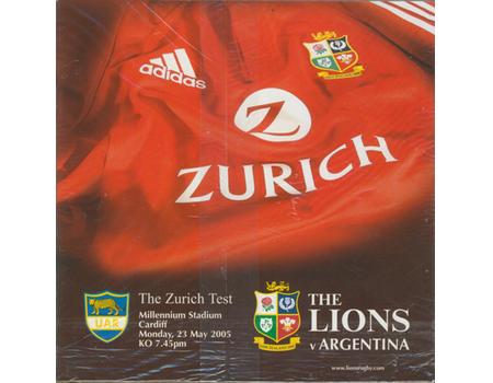 BRITISH ISLES V ARGENTINA 2005 RUGBY PROGRAMME