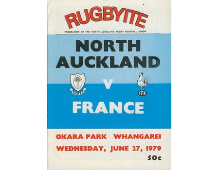 NORTH AUCKLAND V FRANCE 1979 RUGBY PROGRAMME