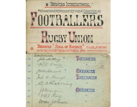 RUGBY AUTOGRAPHS (COUNTY & INTERNATIONAL) PRE-1914