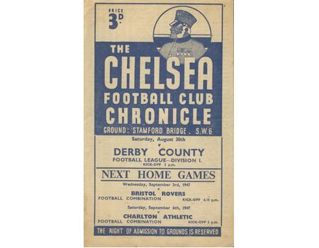 CHELSEA V DERBY COUNTY 1947-48 FOOTBALL PROGRAMME