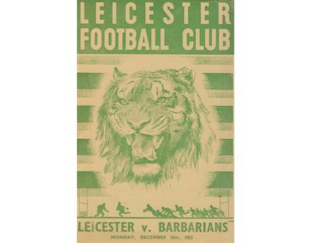 LEICESTER V BARBARIANS 1953 RUGBY PROGRAMME