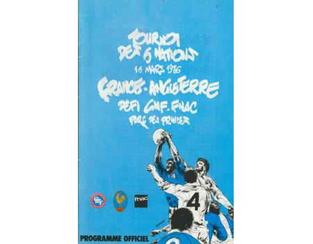 FRANCE V ENGLAND 1986 RUGBY UNION PROGRAMME