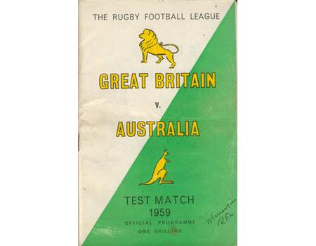 GREAT BRITAIN V AUSTRALIA 1959 (3RD TEST) RUGBY LEAGUE PROGRAMME