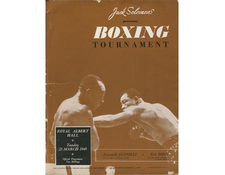 FERNANDO JANNILLI V ERIC BOON 1949 BOXING PROGRAMME