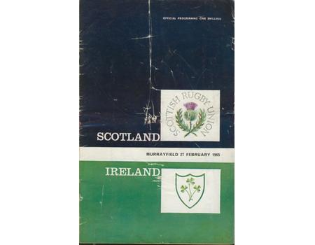 SCOTLAND V IRELAND 1965 RUGBY PROGRAMME