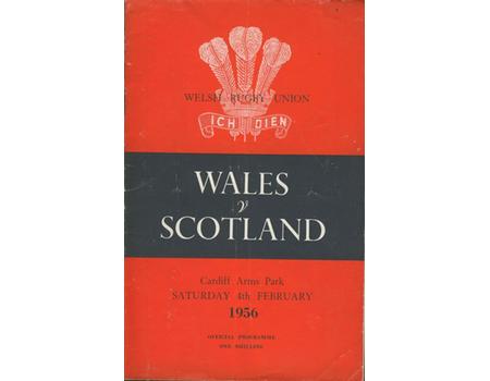 WALES V SCOTLAND 1956 RUGBY PROGRAMME