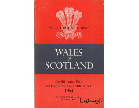 WALES V SCOTLAND 1964 RUGBY PROGRAMME