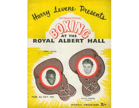 WILLIE TOWEEL V JIMMY CARTER 1957 BOXING PROGRAMME